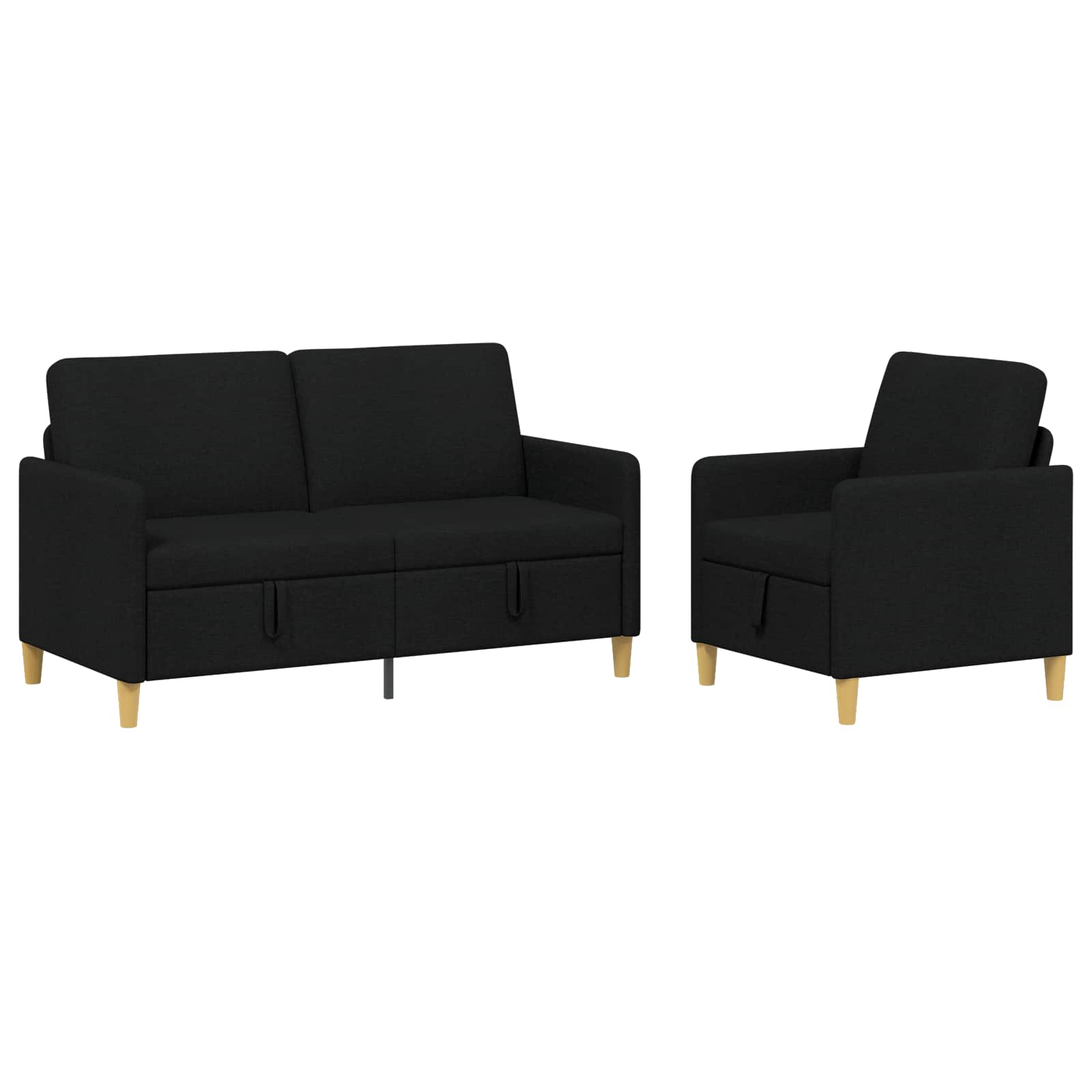 Sofa Set mit Stauraum 2 pcs Schwarz Polyester