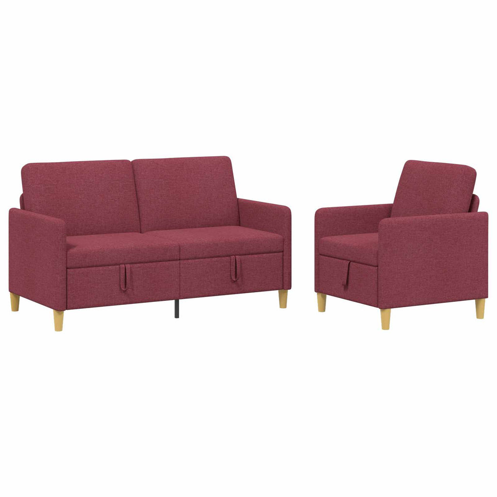 Sofa Set mit Stauraum 2 pcs Weinrot Polyester