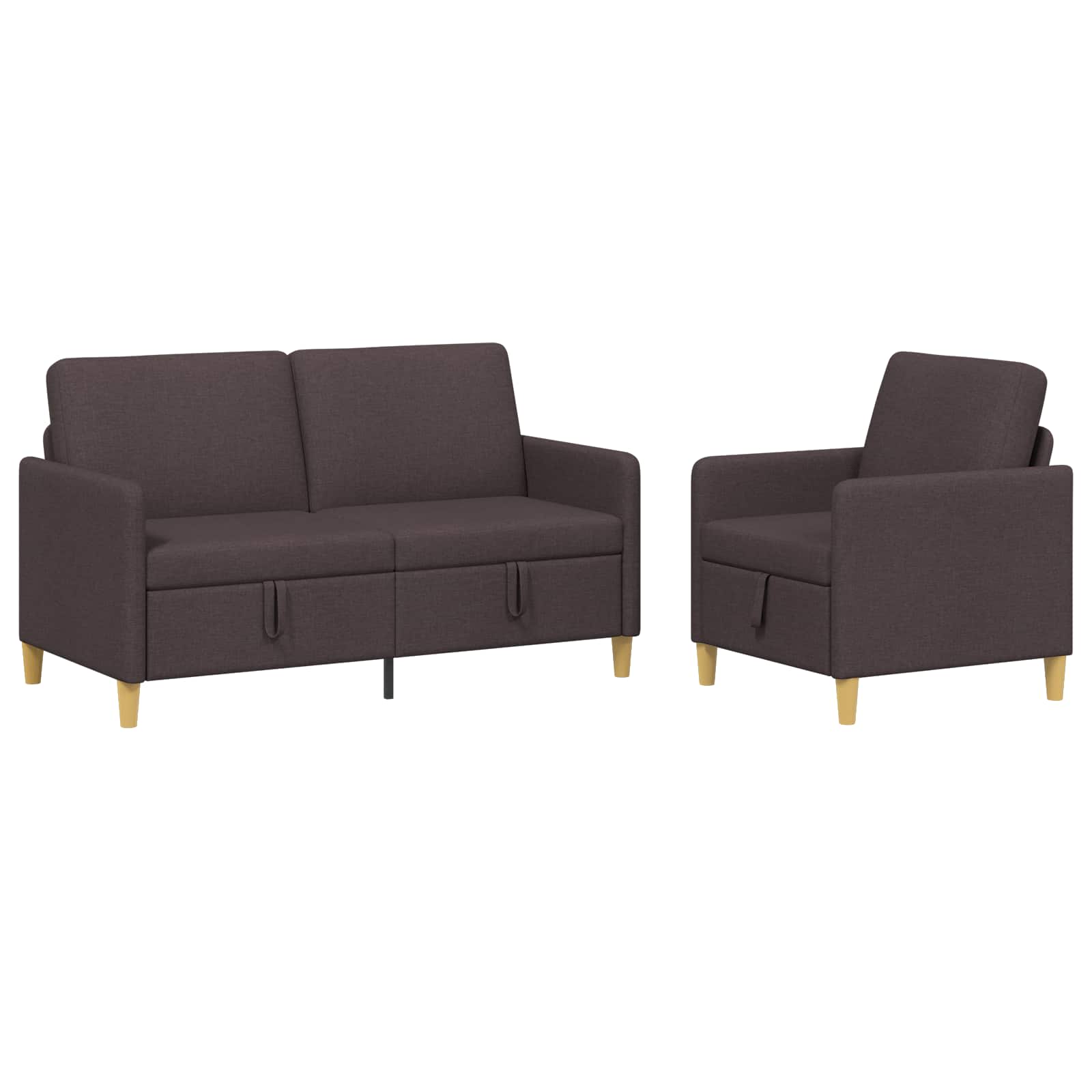 Sofa Set mit Stauraum 2 pcs Dunkelbraun Polyester
