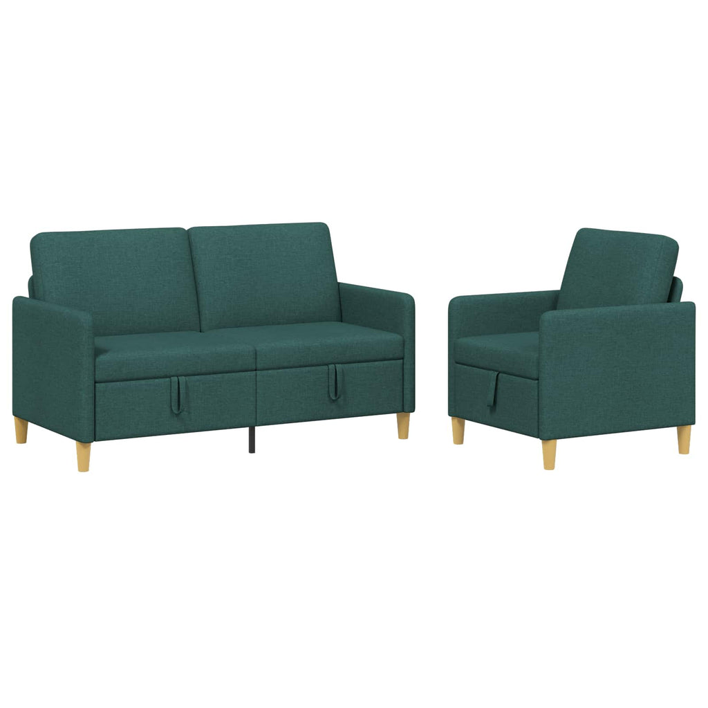 Sofa Set mit Stauraum 2 pcs Dunkelgrün Polyester