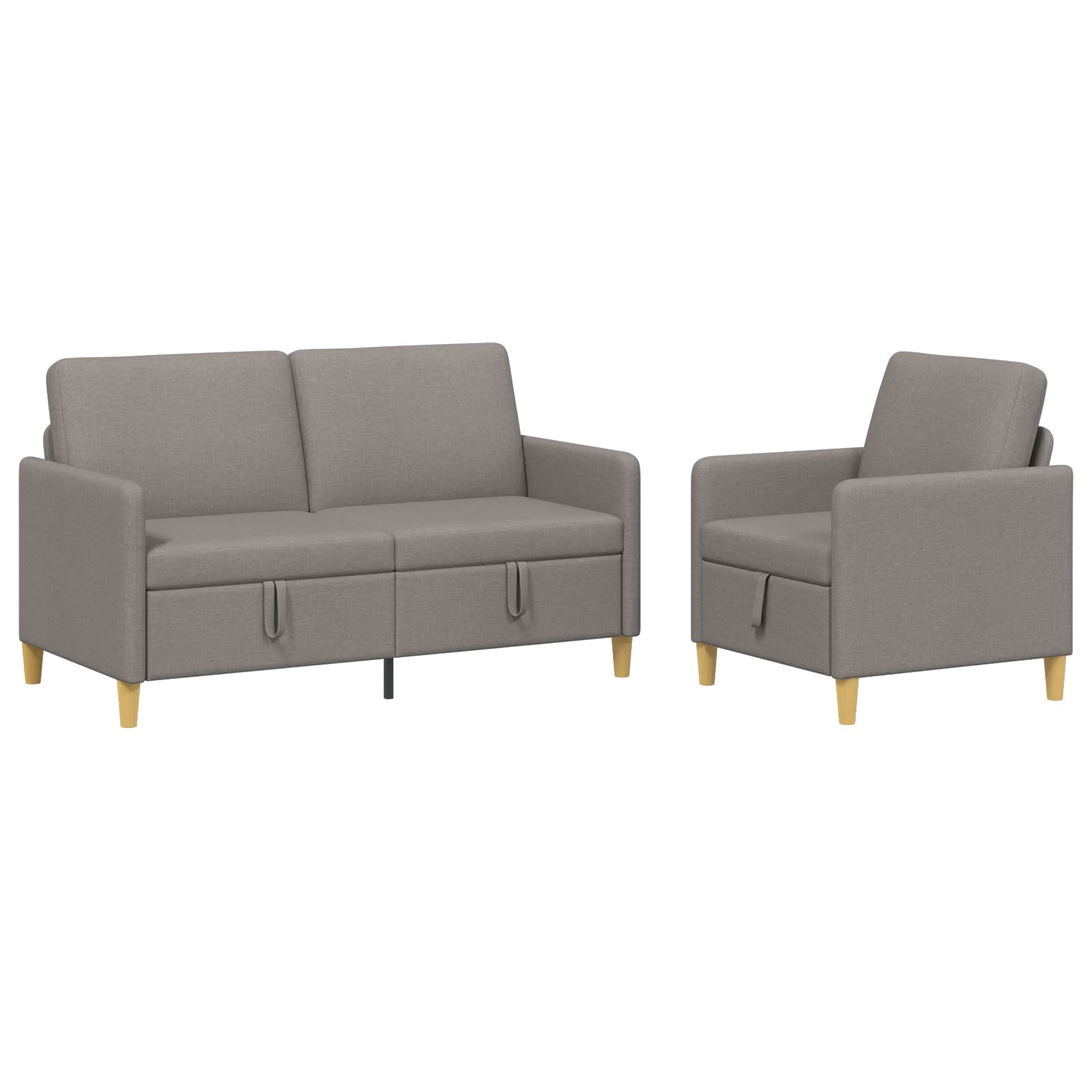 Sofa Set mit Stauraum 2 pcs Taupe Polyester