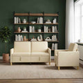 Sofa Set mit Stauraum 2 pcs Creme Polyester