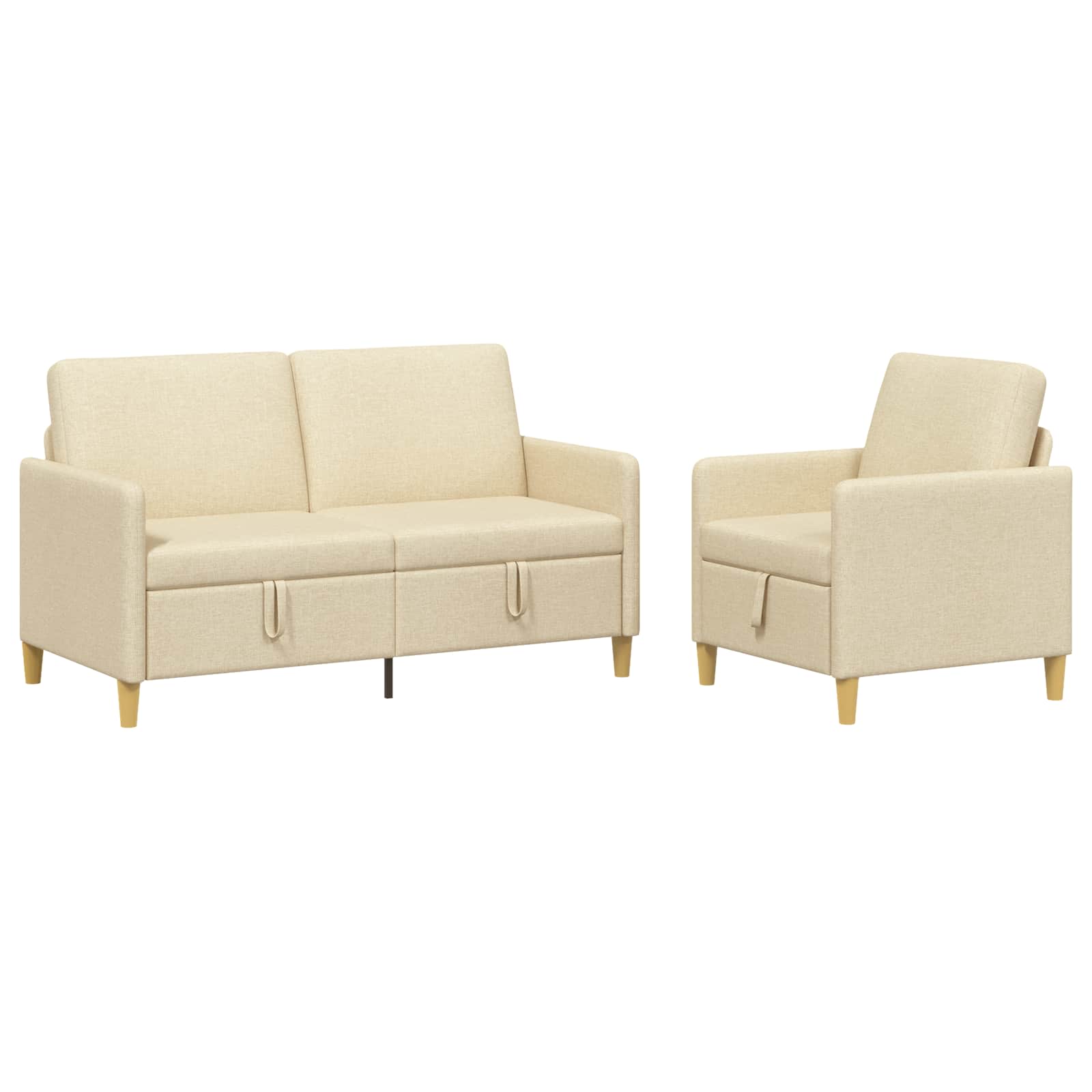Sofa Set mit Stauraum 2 pcs Creme Polyester
