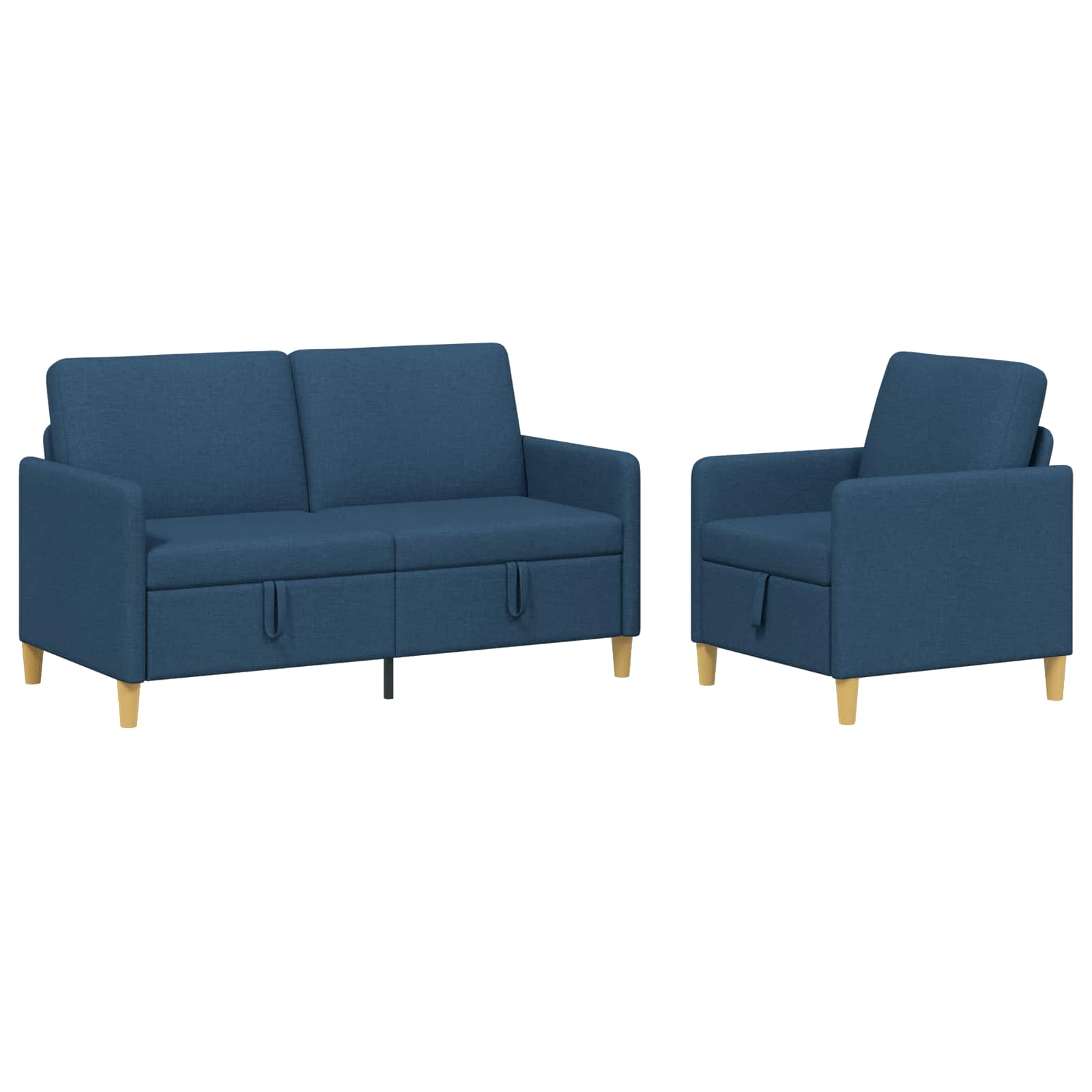 Sofa Set mit Stauraum 2 pcs Blau Polyester