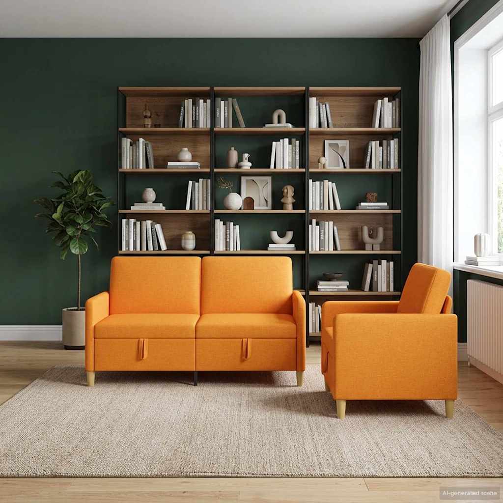 Sofa Set mit Stauraum 2 pcs Dunkelgelb Polyester