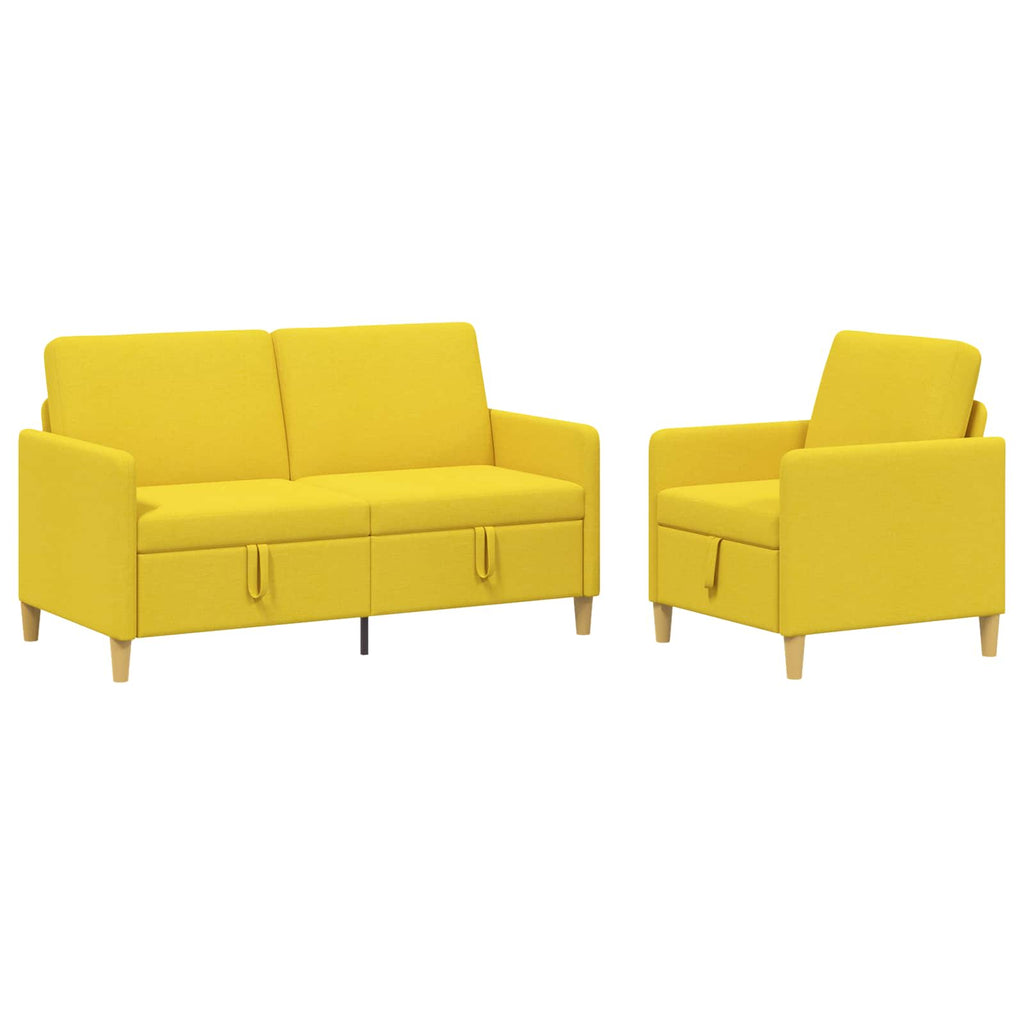 Sofa Set mit Stauraum 2 pcs Helles Gelb Polyester