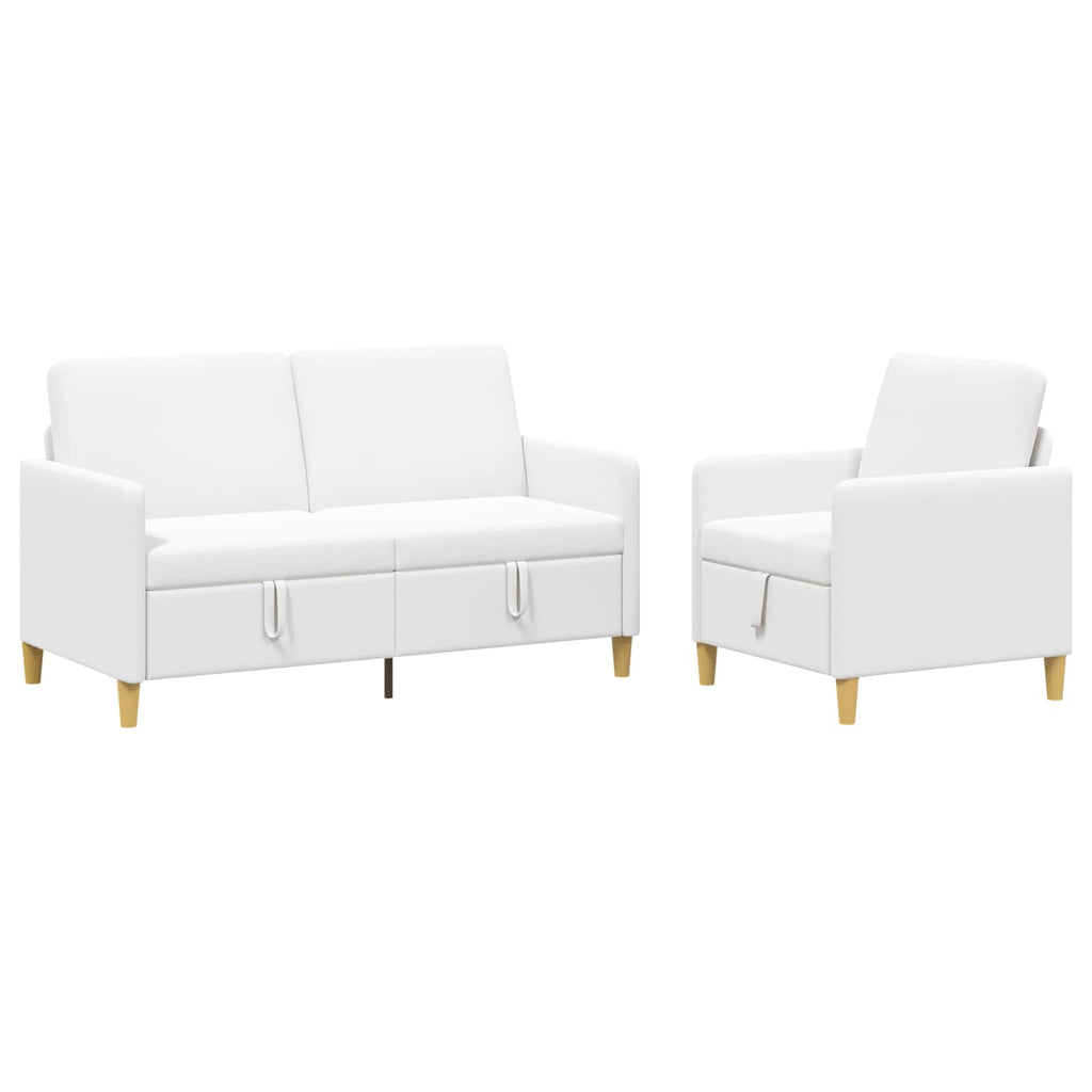 Sofa Set mit Stauraum 2 pcs Weiß Polyester