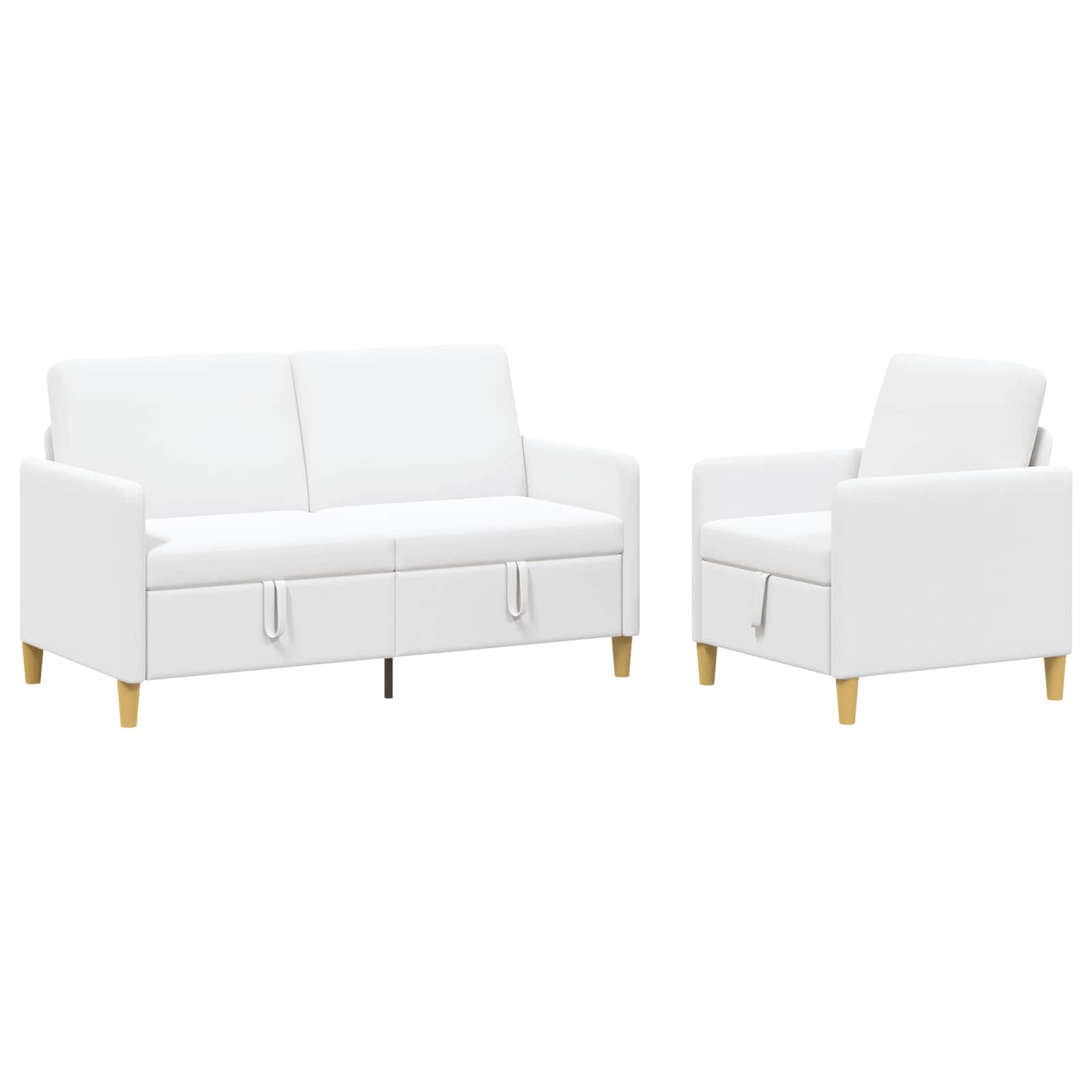 Sofa Set mit Stauraum 2 pcs Weiß Polyester