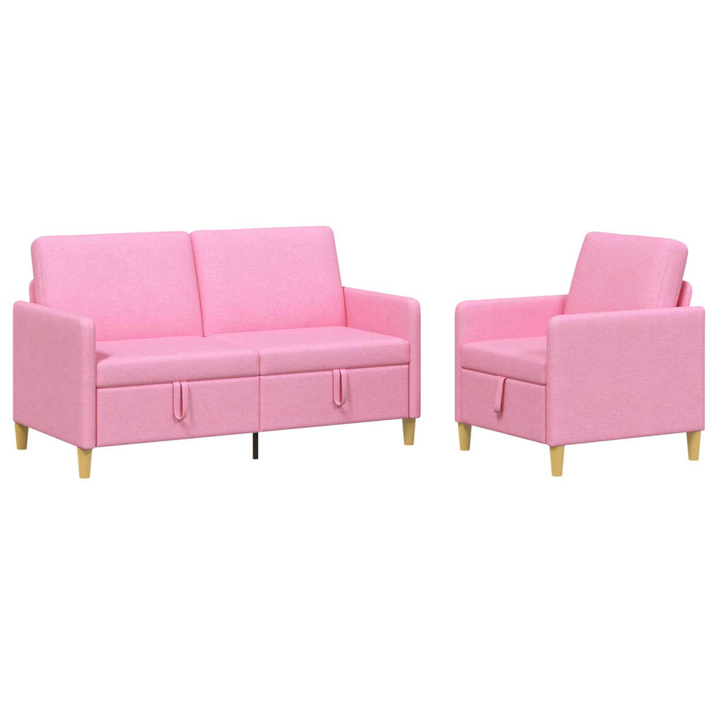 Sofa Set mit Stauraum 2 pcs Rosa Polyester