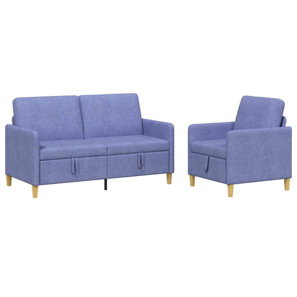 Sofa Set mit Stauraum 2 pcs Jeans blau Polyester