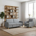 Sofa Set mit Stauraum 2-tlg. Hellgrau Polyester