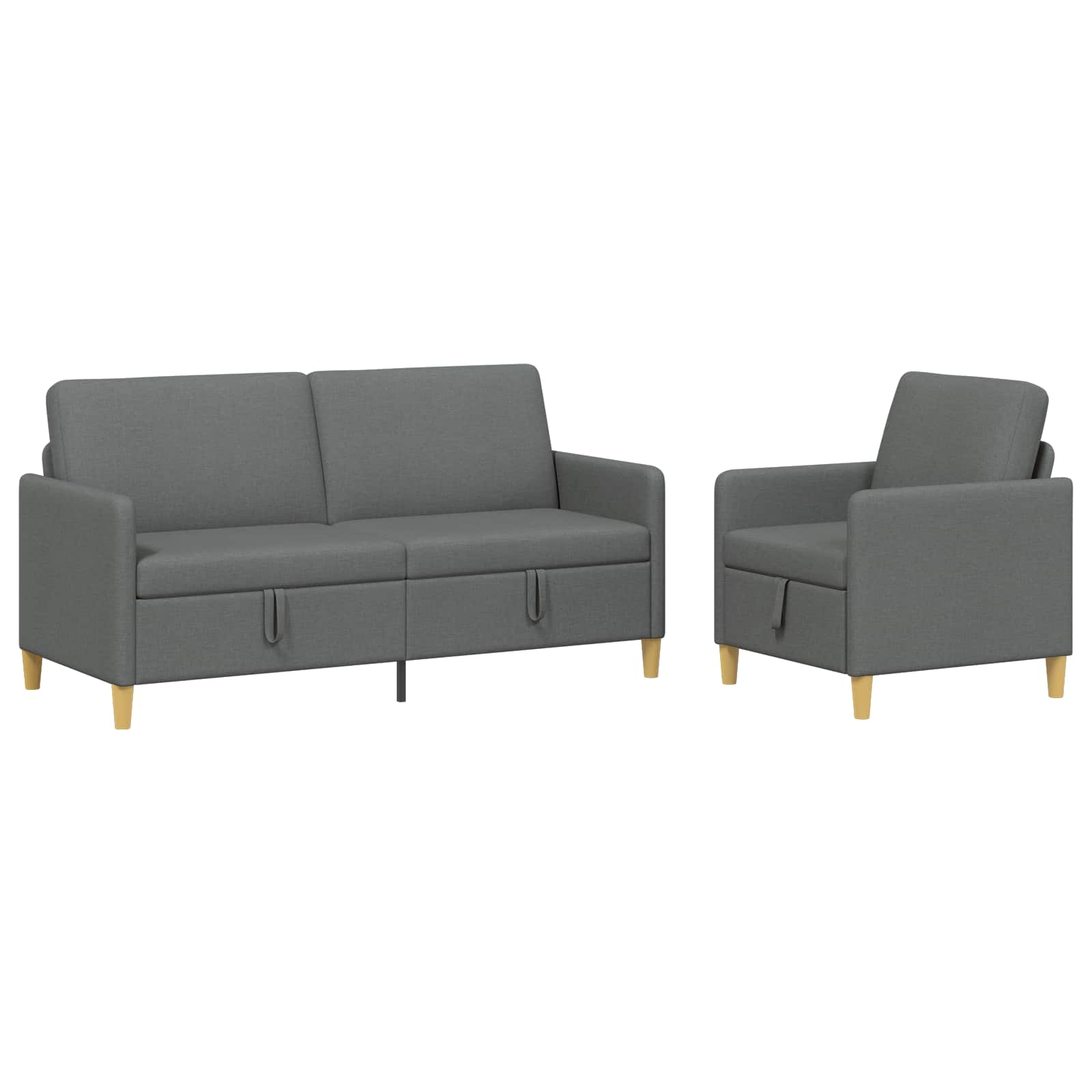 Sofa Set mit Stauraum 2 pcs Dunkelgrau Polyester