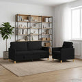 Sofa Set mit Stauraum 2 pcs Schwarz Polyester