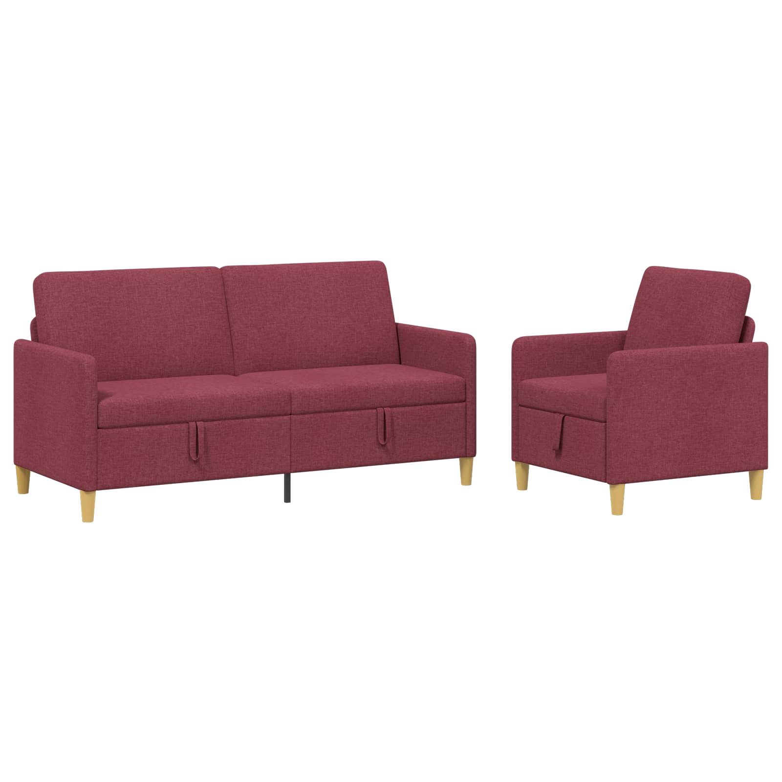 Sofa Set mit Stauraum 2 pcs Weinrot Polyester