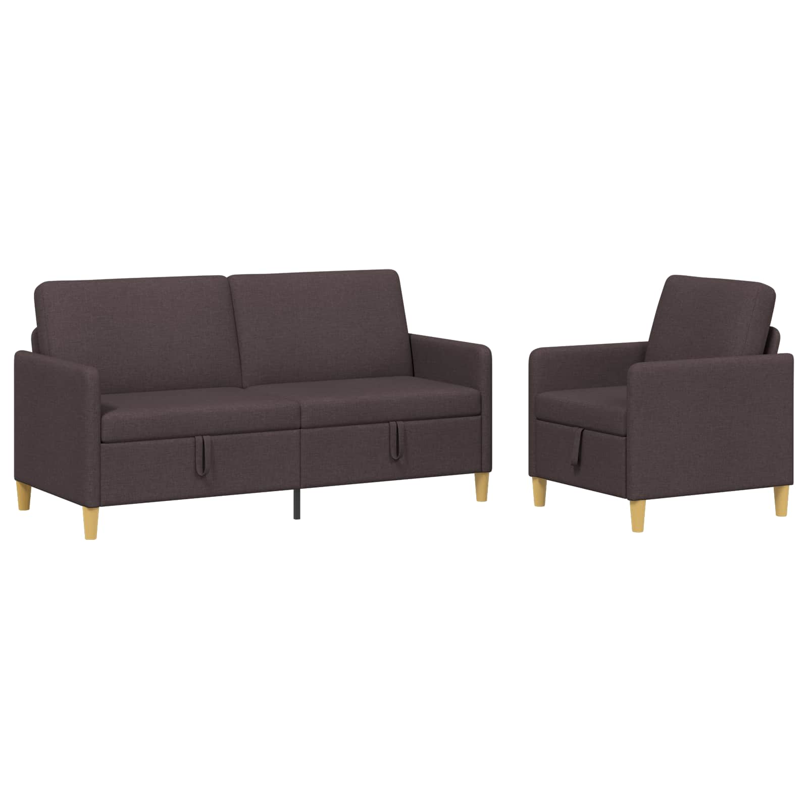 Sofa Set mit Stauraum 2 pcs Dunkelbraun Polyester