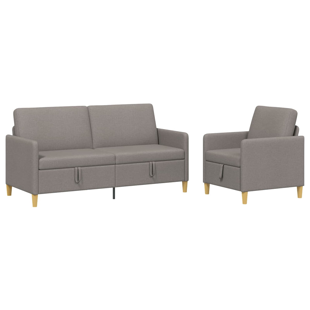 Sofa Set mit Stauraum 2 pcs Taupe Polyester