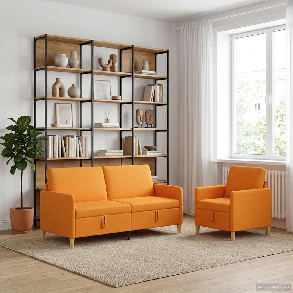 Sofa Set mit Stauraum 2 pcs Dunkelgelb Polyester