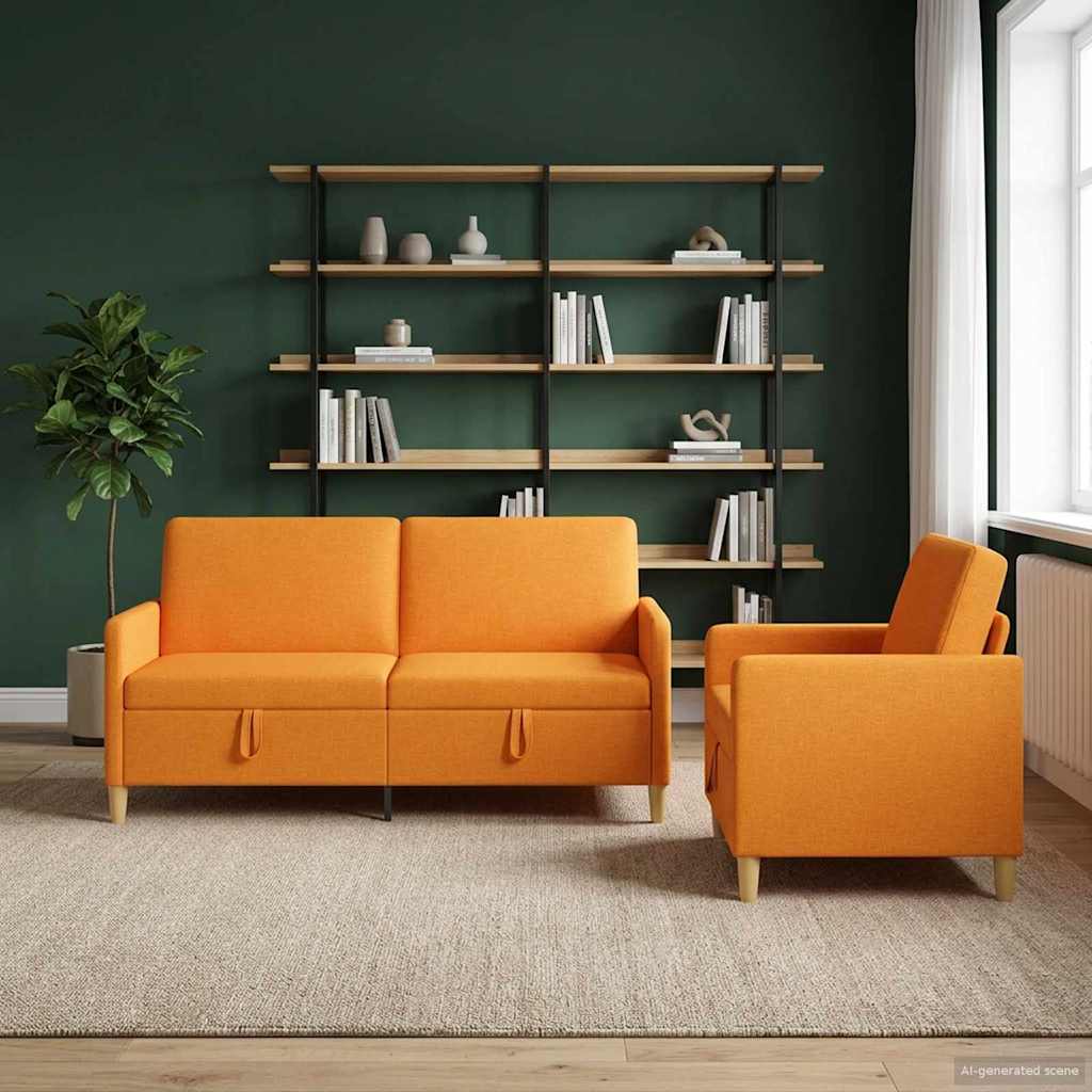 Sofa Set mit Stauraum 2 pcs Dunkelgelb Polyester