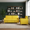 Sofa Set mit Stauraum 2 pcs Helles Gelb Polyester