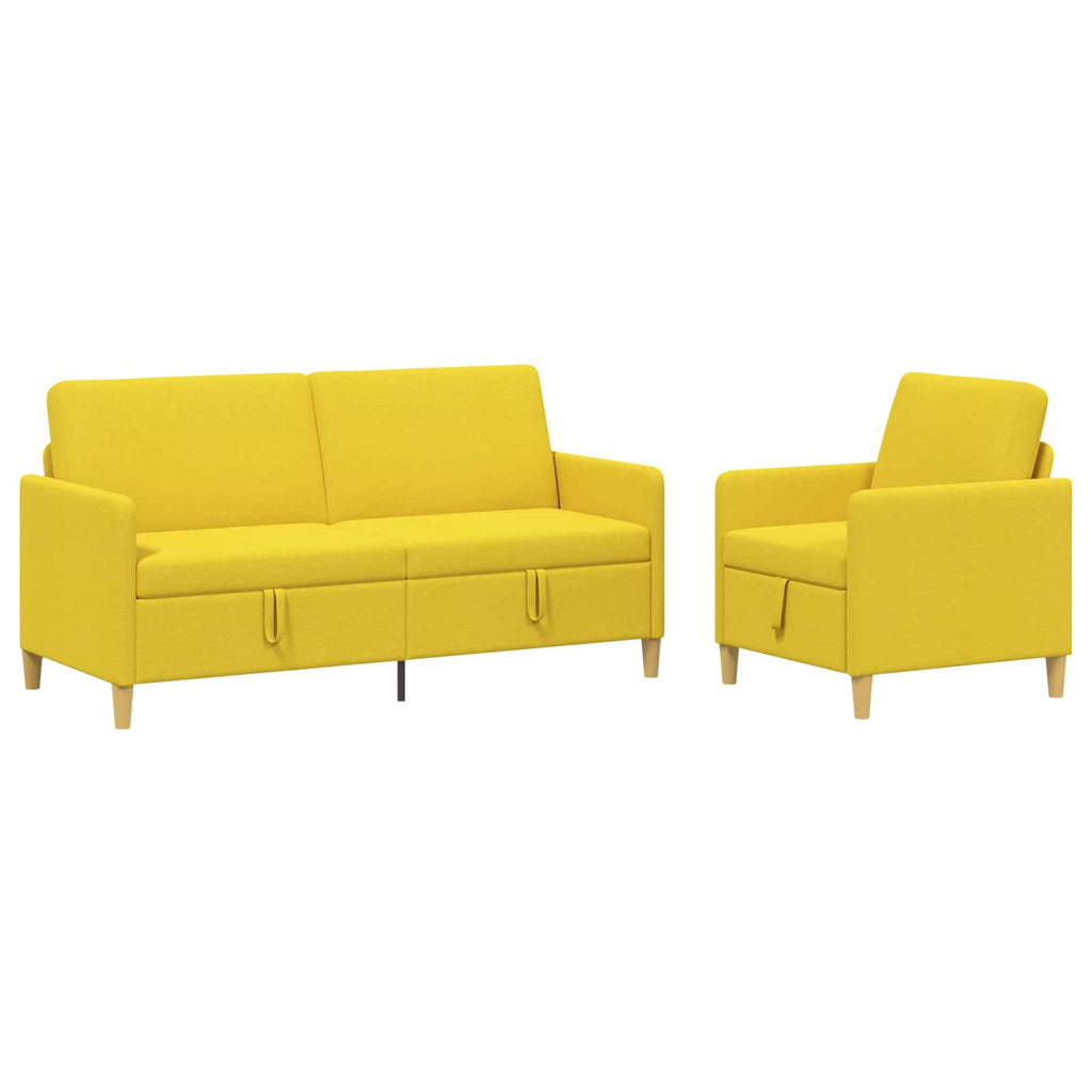 Sofa Set mit Stauraum 2 pcs Helles Gelb Polyester