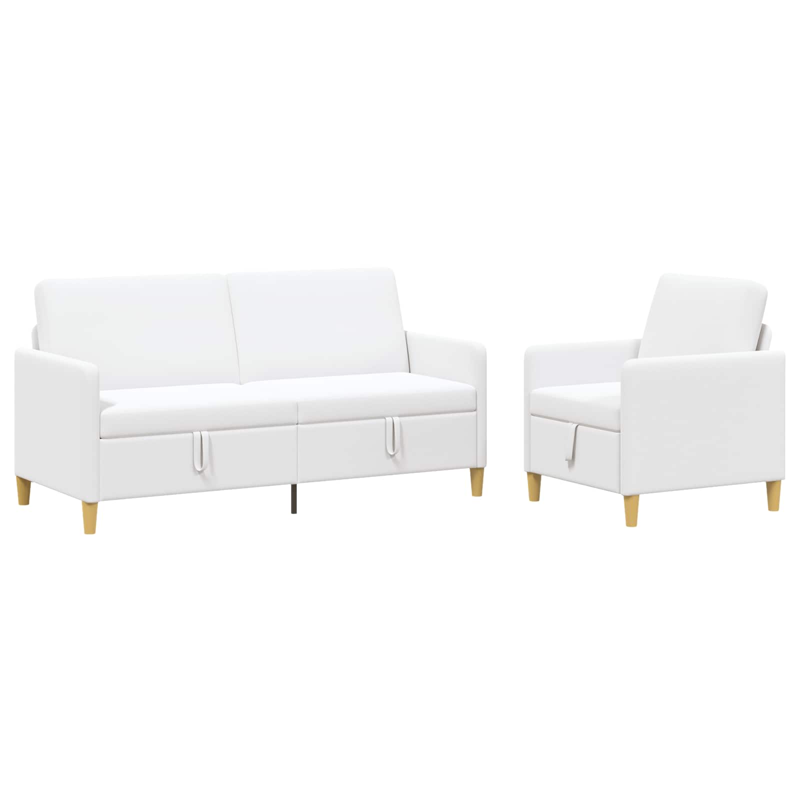 Sofa Set mit Stauraum 2 pcs Weiß Polyester