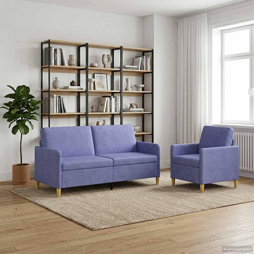 Sofa Set mit Stauraum 2 pcs Jeans blau Polyester