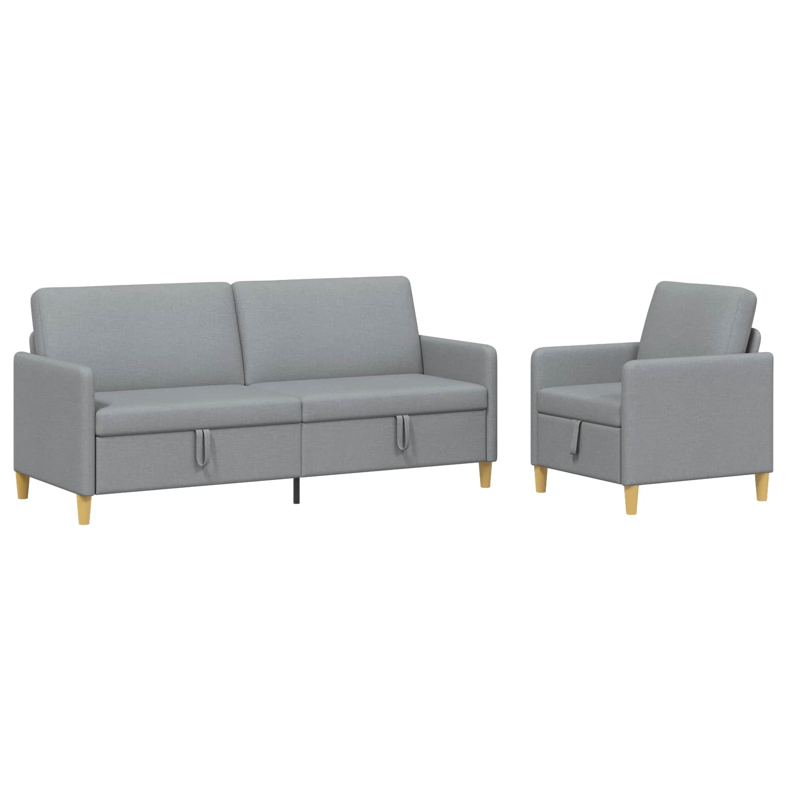 Sofa Set mit Stauraum 2 pcs Hellgrau Polyester