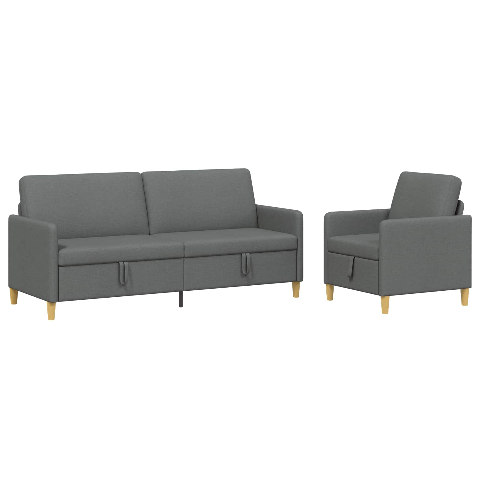 Sofa Set mit Stauraum 2 pcs Dunkelgrau Polyester