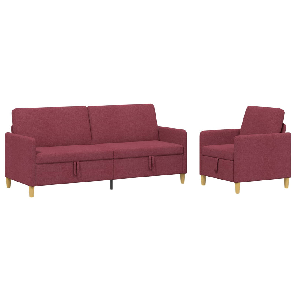 Sofa Set mit Stauraum 2 pcs Weinrot Polyester