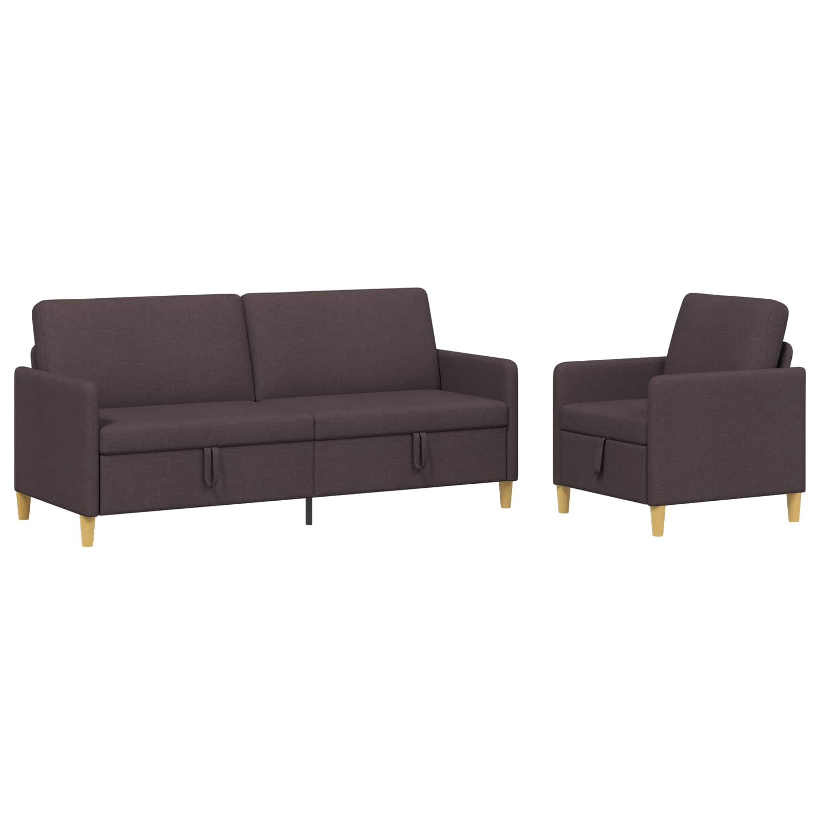 Sofa Set mit Stauraum 2 pcs Dunkelbraun Polyester