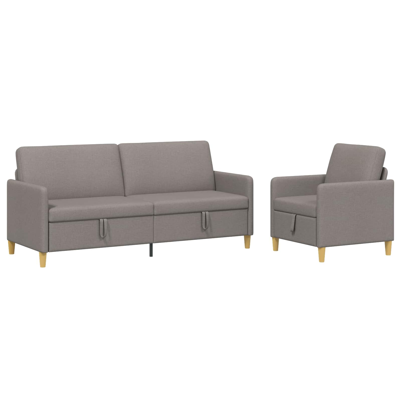 Sofa Set mit Stauraum 2 pcs Taupe Polyester
