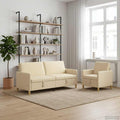 Sofa Set mit Stauraum 2 pcs Creme Polyester