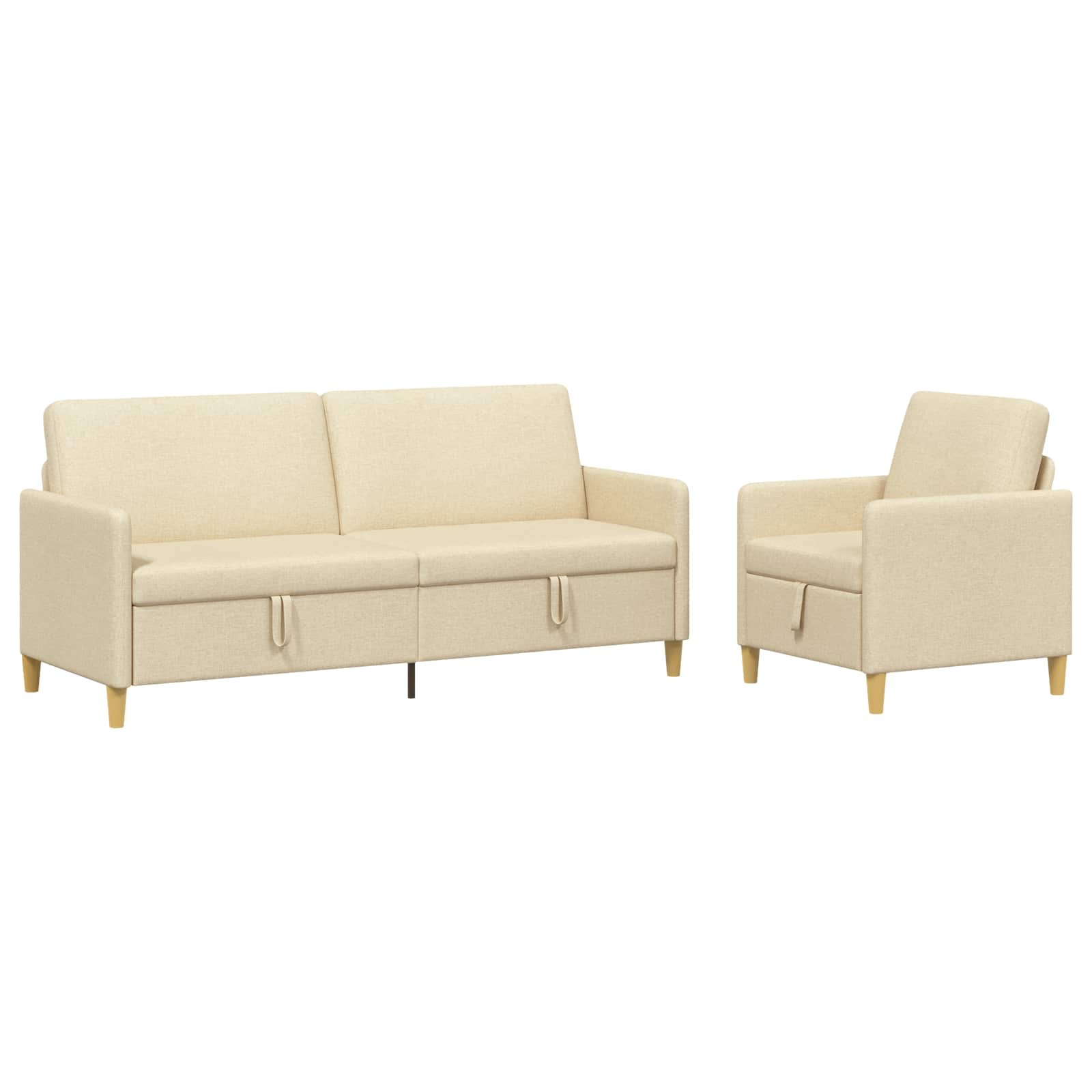 Sofa Set mit Stauraum 2 pcs Creme Polyester