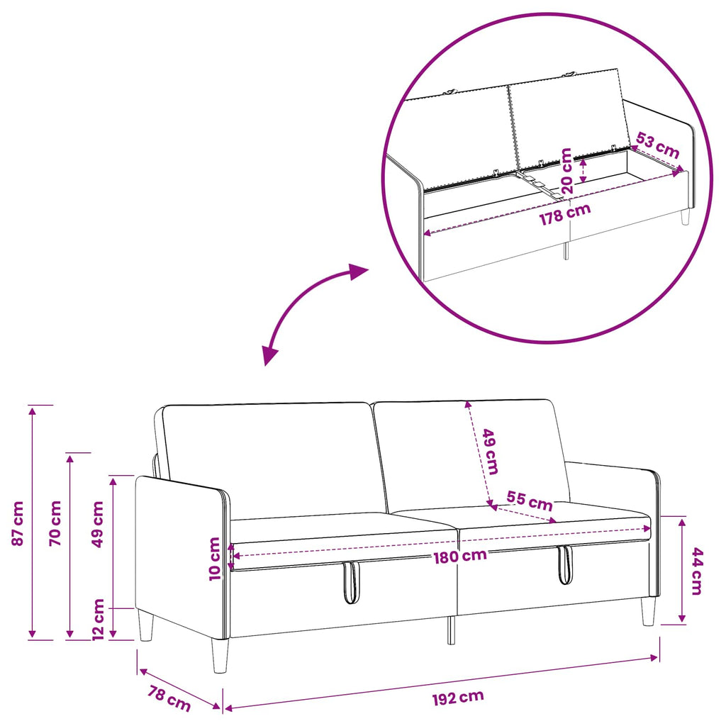 Sofa Set mit Stauraum 2 pcs Blau Polyester