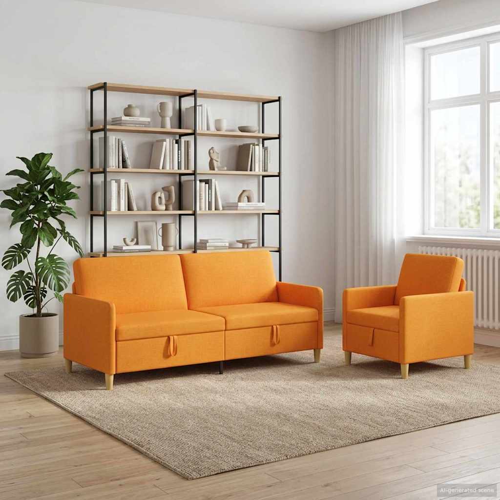 Sofa Set mit Stauraum 2 pcs Dunkelgelb Polyester