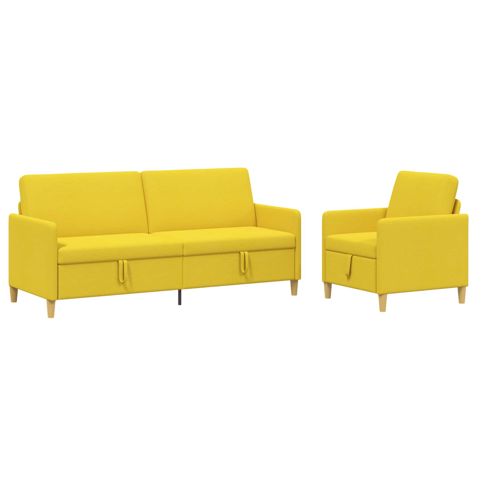 Sofa Set mit Stauraum 2 pcs Helles Gelb Polyester