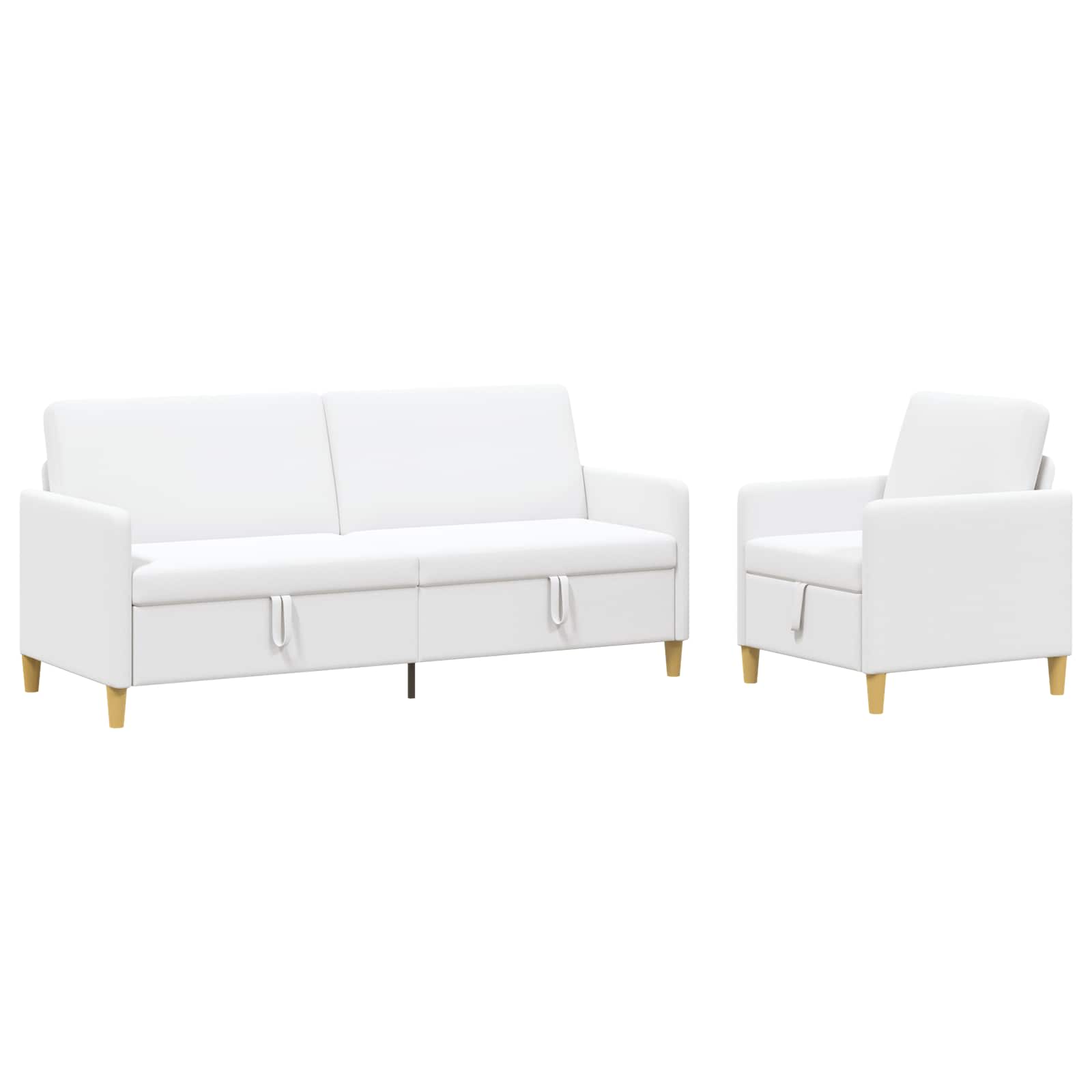 Sofa Set mit Stauraum 2 pcs Weiß Polyester
