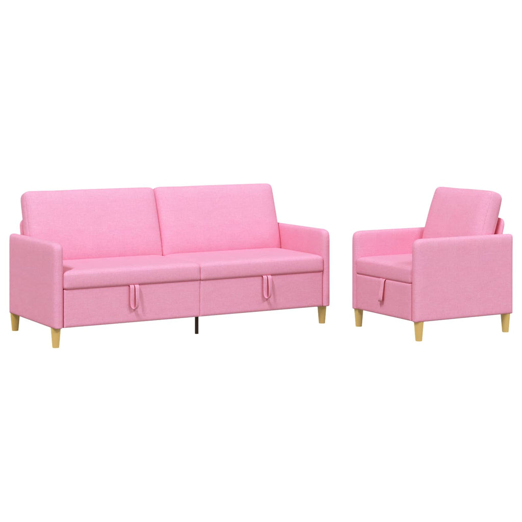 Sofa Set mit Stauraum 2 pcs Rosa Polyester
