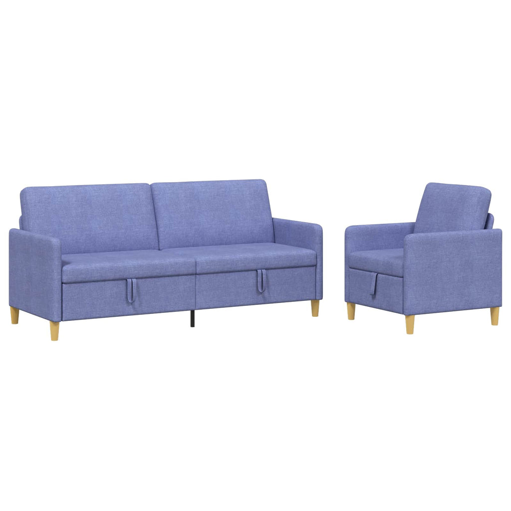 Sofa Set mit Stauraum 2 pcs Jeans blau Polyester