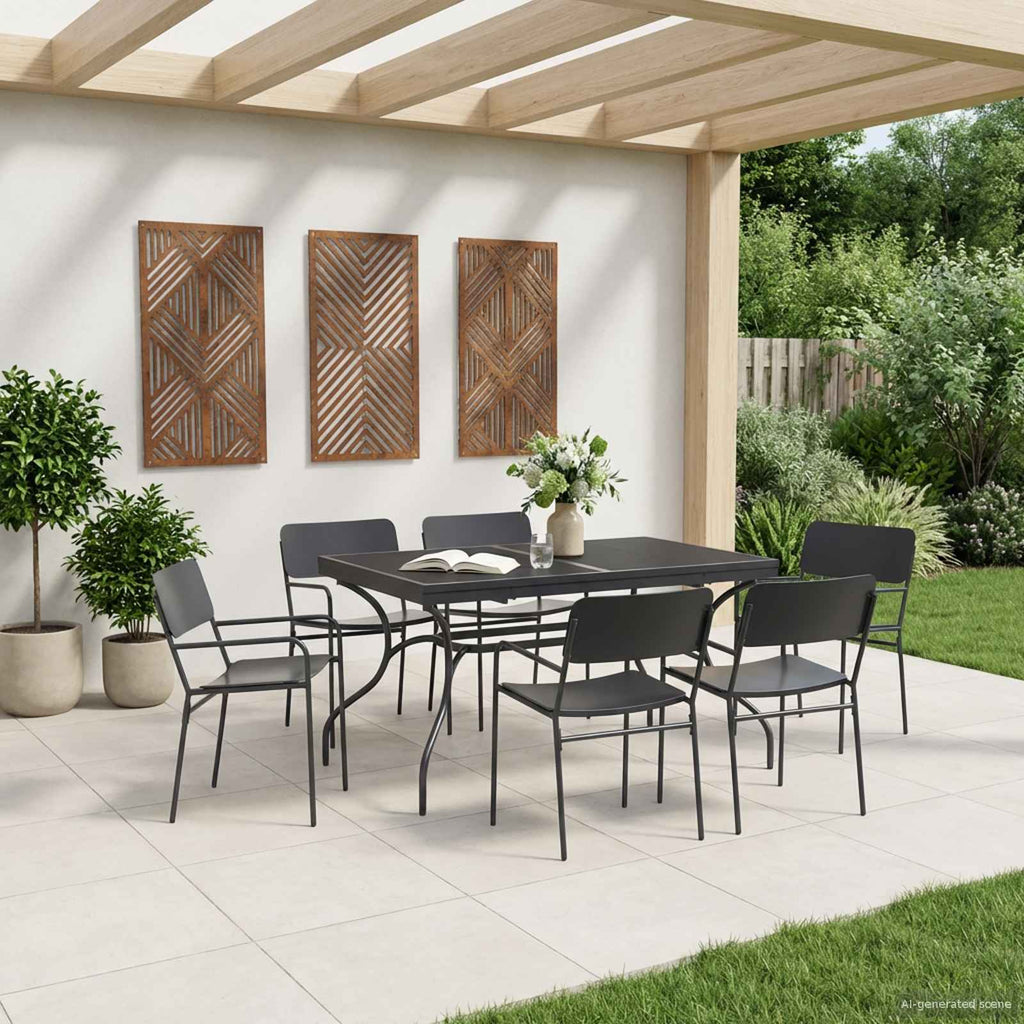 Ausziehbarer Mesh Esstisch Anthrazit 212 x 90 x 76 cm Stahl
