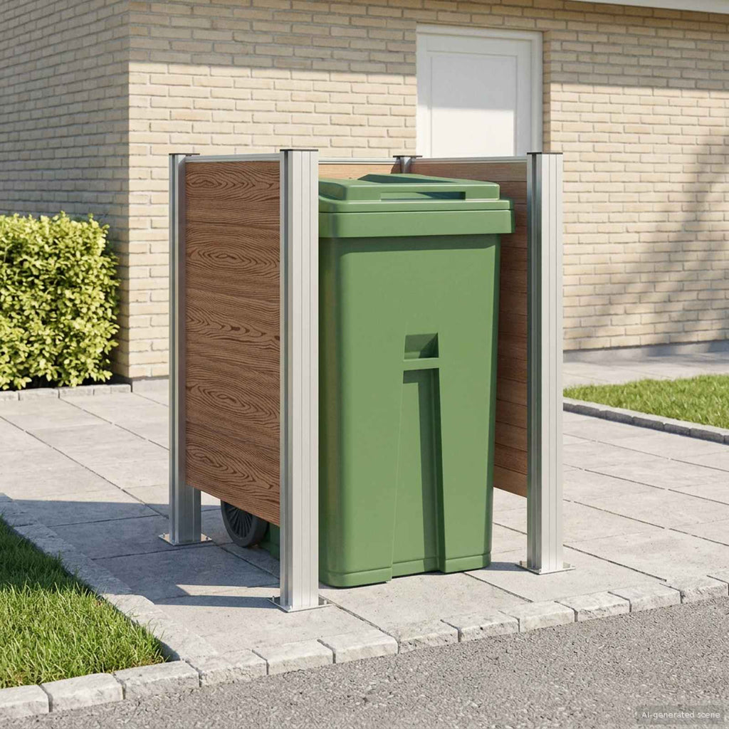 Mülltonnenzaun Braun 85 x 85 x 115 cm Aluminium und WPC