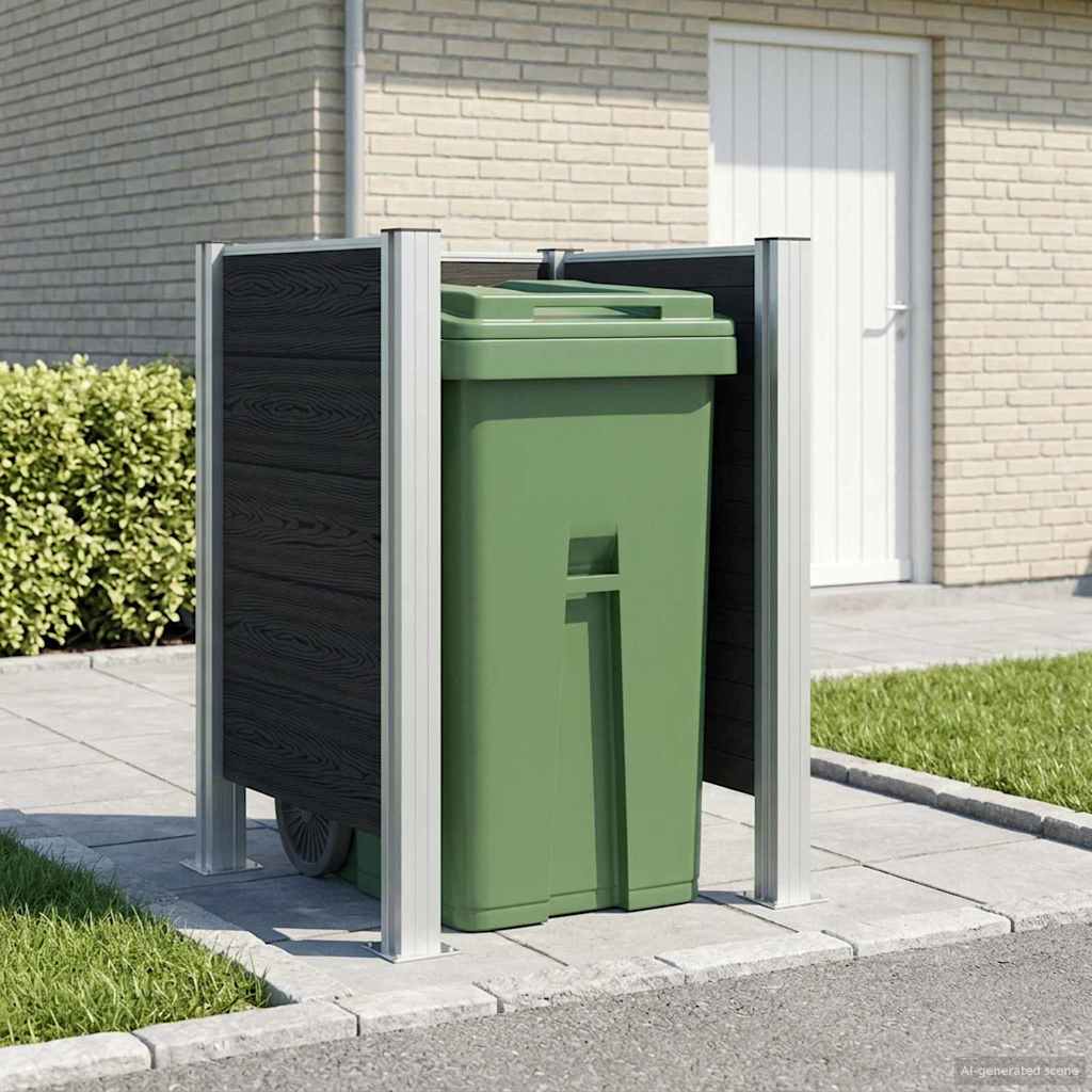 Mülltonnenzaun Grau 85 x 85 x 115 cm Aluminium und WPC