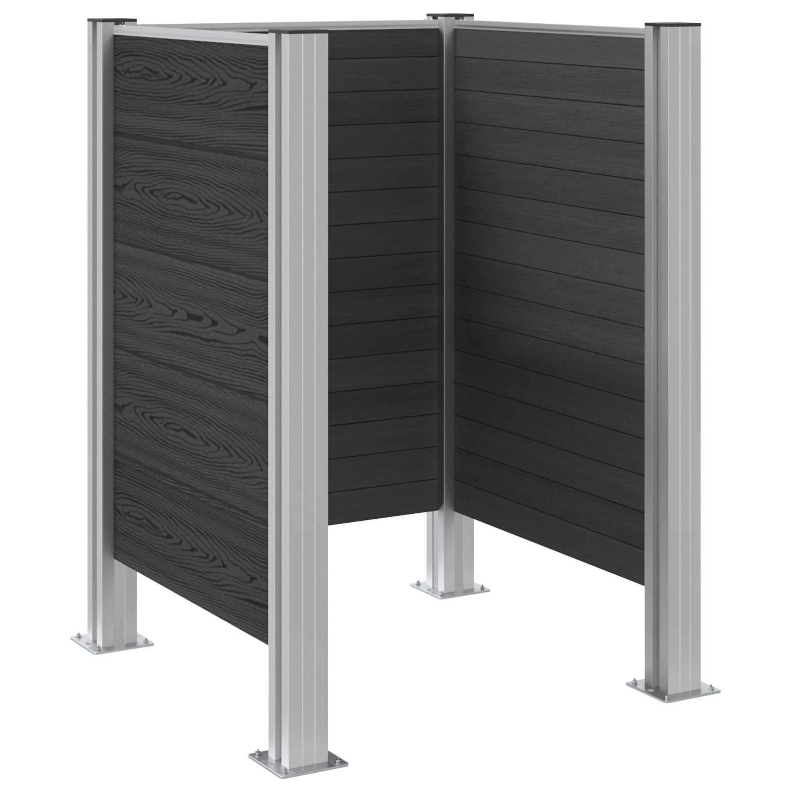 Mülltonnenzaun Grau 85 x 85 x 115 cm Aluminium und WPC