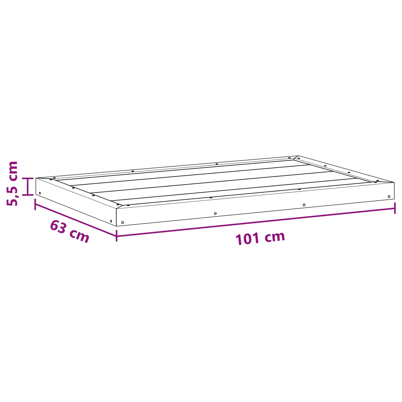 Duschsockelplatte Schwarz 101 x 63 x 5,5 cm WPC