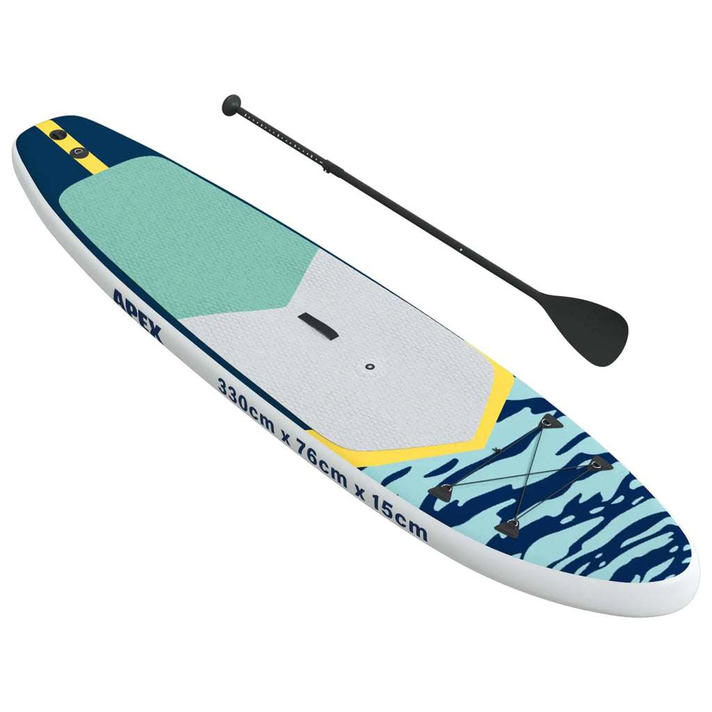 SUP-Board APEX mit Deckpolster, Gepäcknetz und Paddel – Ansicht von oben