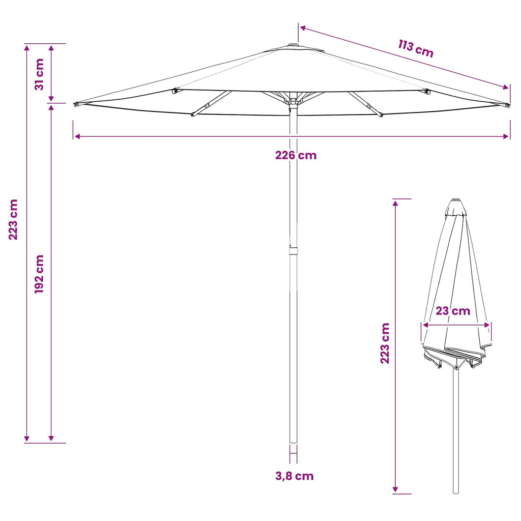 Garten-Sonnenschirm 230 x 230 cm Polyester Rechtwinklig
