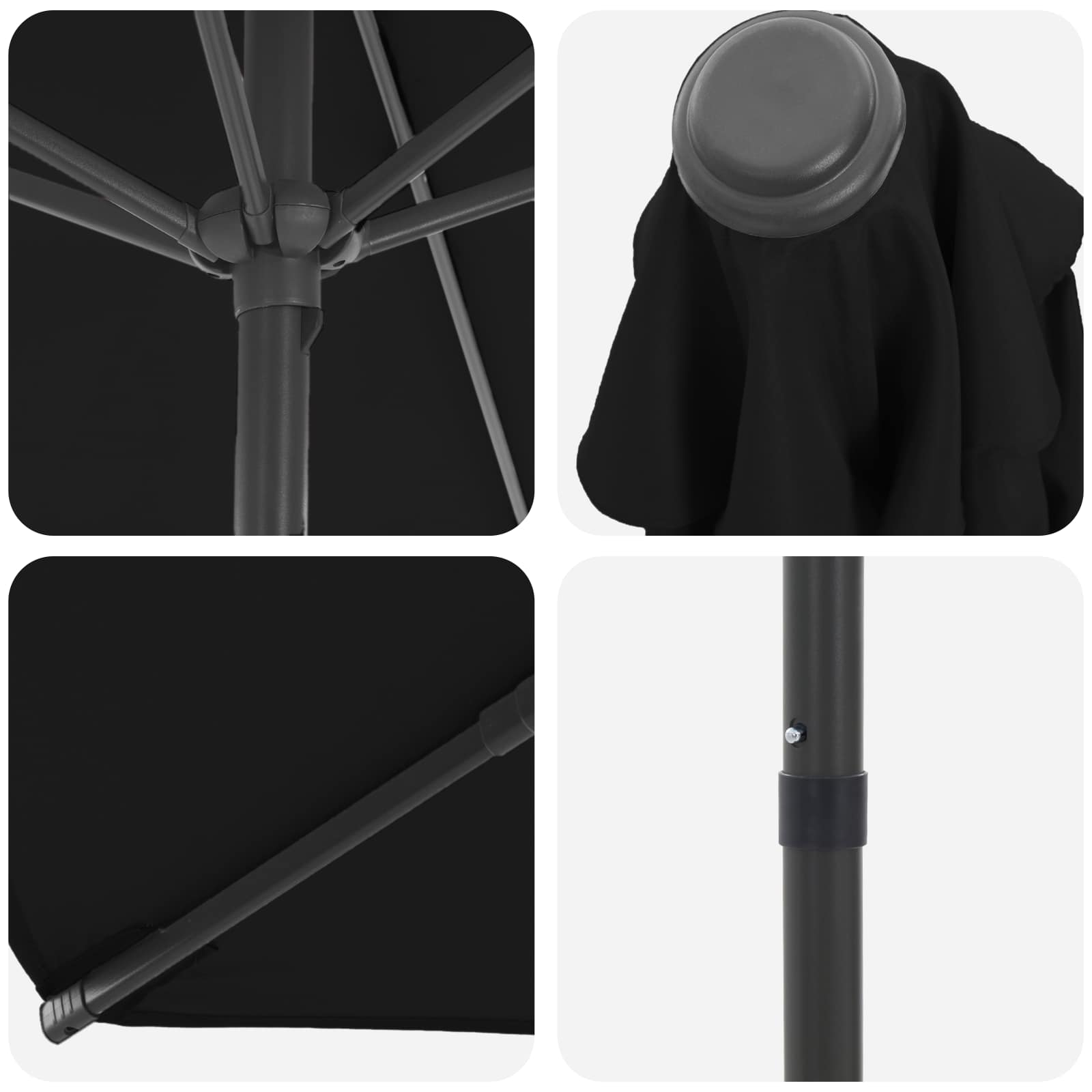 Garten-Sonnenschirm 270 x 270 cm Polyester Rechtwinklig Schwarz