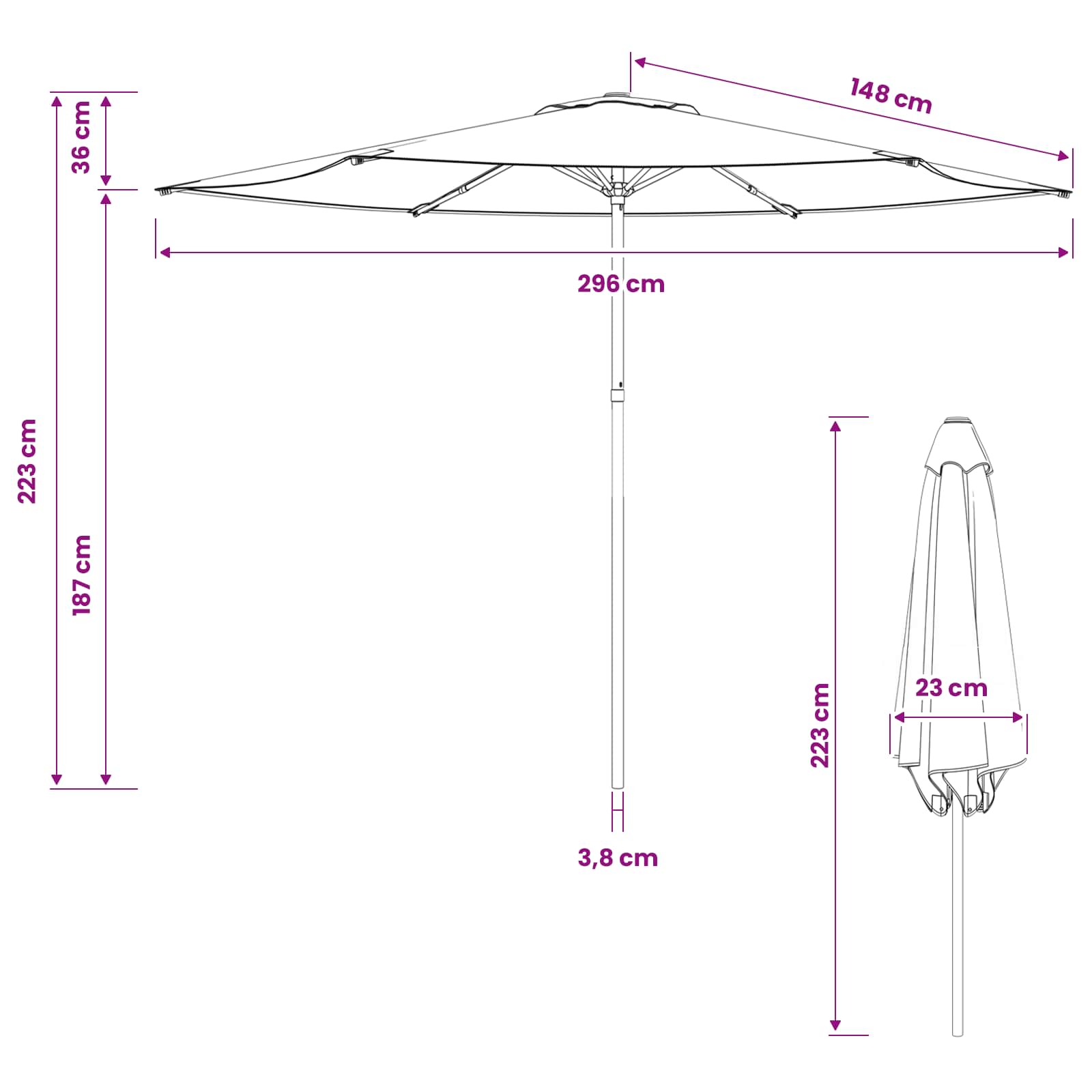 Garten-Sonnenschirm 300 x 300 cm Polyester Rechtwinklig Taupe