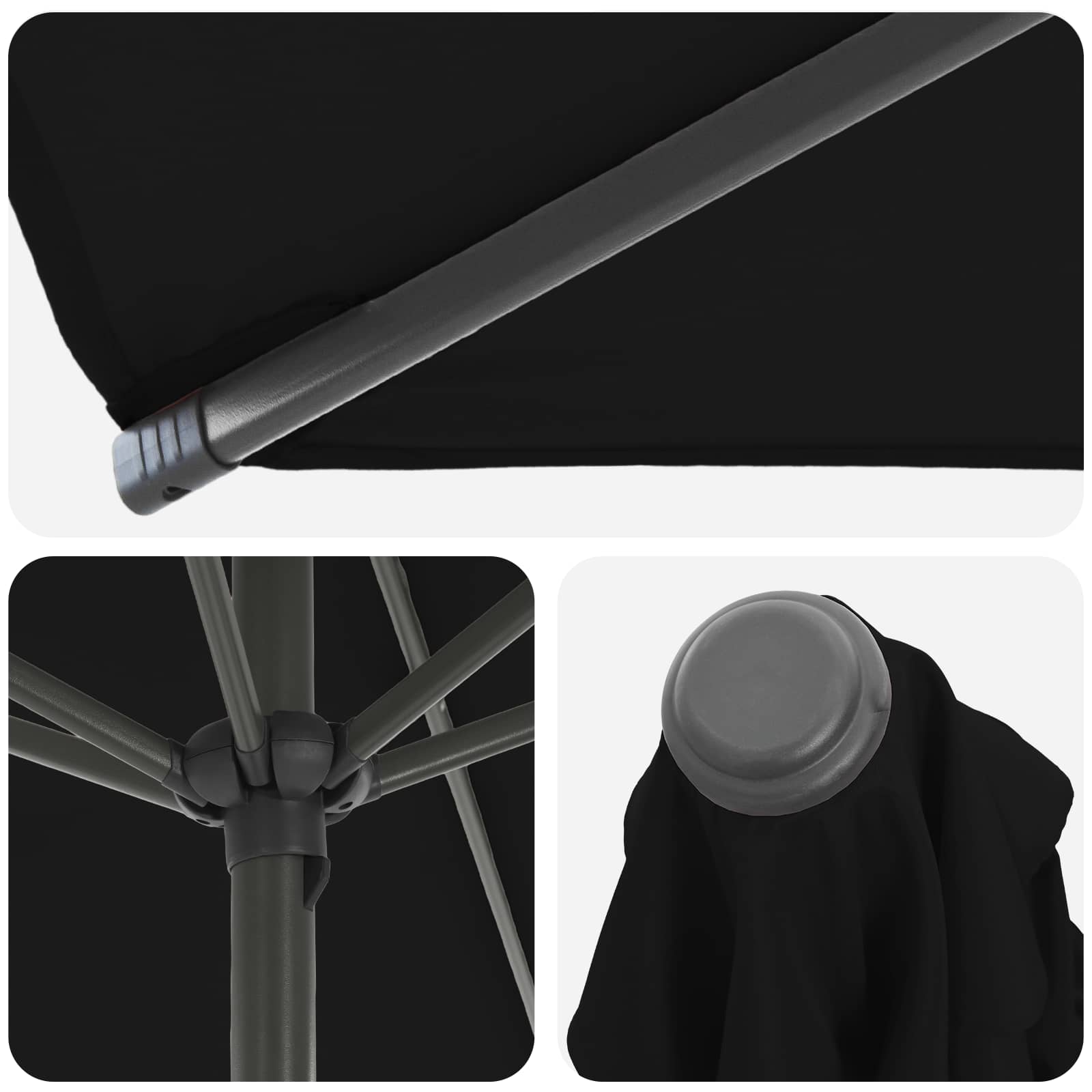 Garten-Sonnenschirm 270 x 270 cm Polyester Rechtwinklig Schwarz