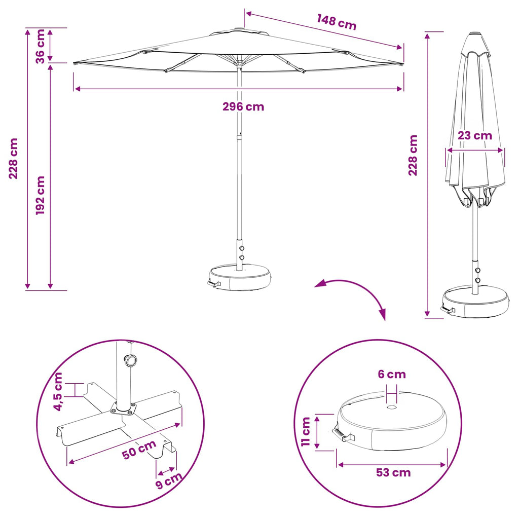 Garten-Sonnenschirm 300 x 300 cm Polyester Rechtwinklig Taupe
